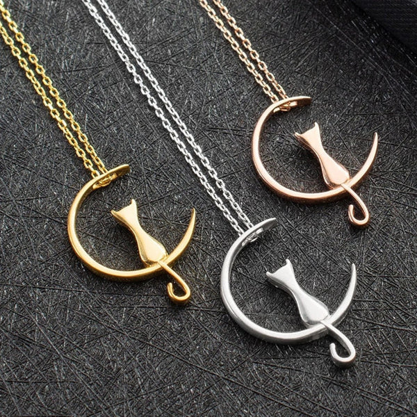 Cat hot sale moon necklace