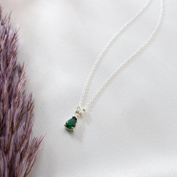 Emerald Necklace Gold • Green Emerald Necklace • Birthstone Necklace