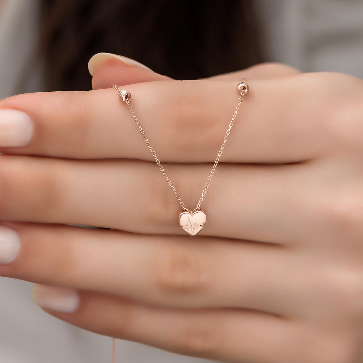 Satellite Chain Heart Necklace • Heartbeat Satellite Chain Necklace - Trending Silver Gifts