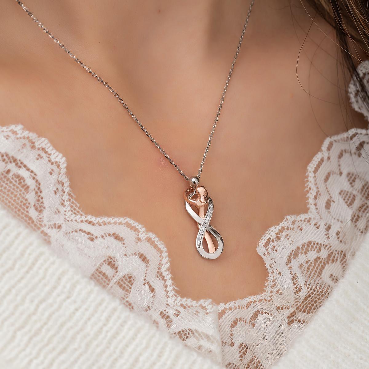 Infinity Hugging Couples Necklace • Infinity Couple Necklace Silver - Trending Silver Gifts