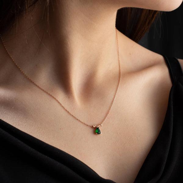 Emerald Necklace Gold • Green Emerald Necklace • Birthstone Necklace