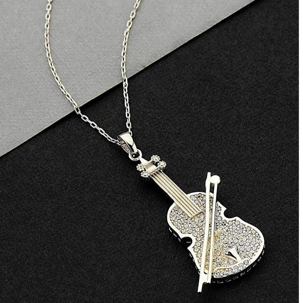 Sterling Silver Violin Necklace • Music Pendant Necklace, Gift For Her - Trending Silver Gifts